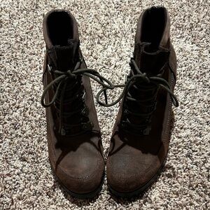 Lauren Ralph Lauren Brown Heeled Lace-Up Ankle Boots 7.5 EUC